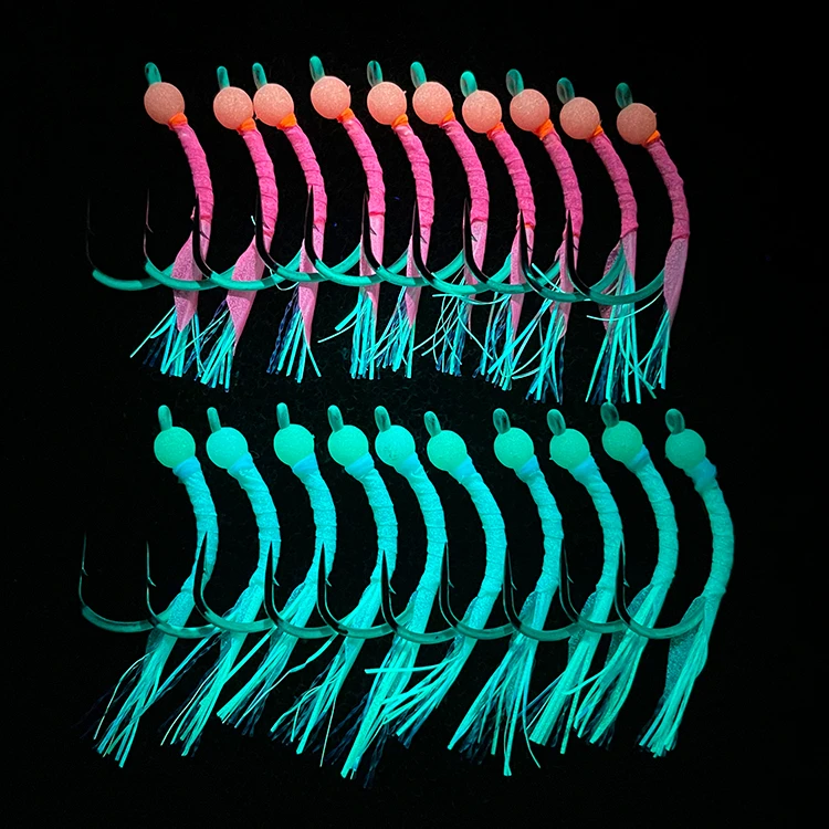 舟山海钓大黄鱼钩碳线黄姑鱼钓组夜光粉色红色鱼钩BKK8003倒钓钩