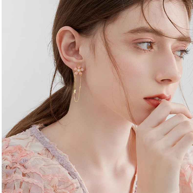 铜合金耳饰 赵露思同款花朵流苏耳环新款爆款感高级时尚轻奢长款