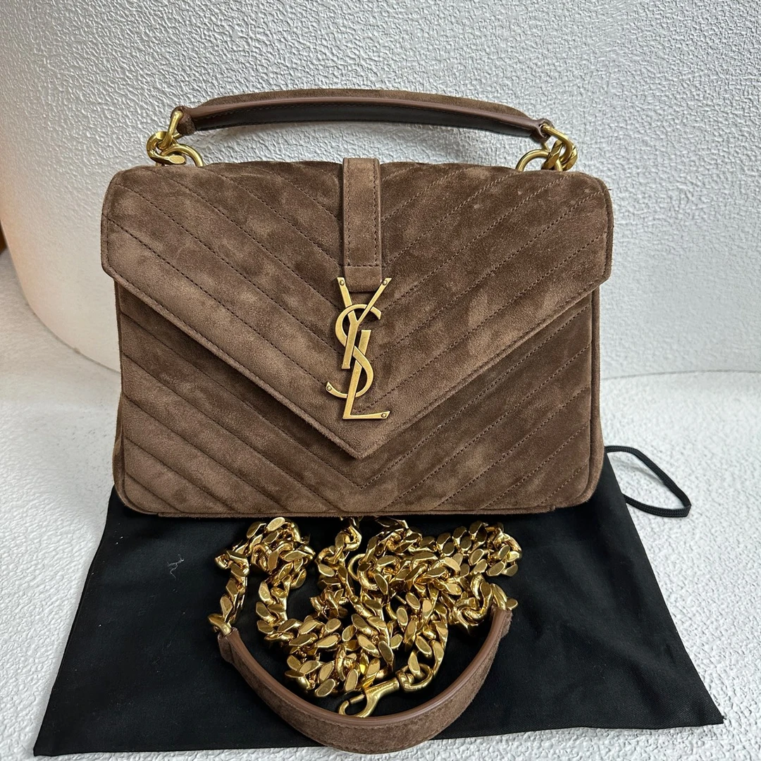 全新未使用 YSL/圣罗兰 【阿庞】j01315/college手提邮差包/信封包/