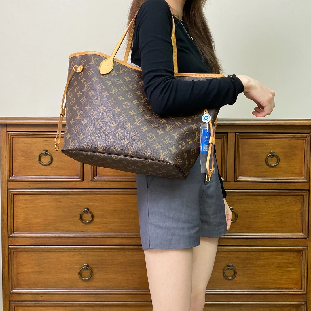 95新 LouisVuitton/路易威登 LV老花neverfull中号购物袋hd