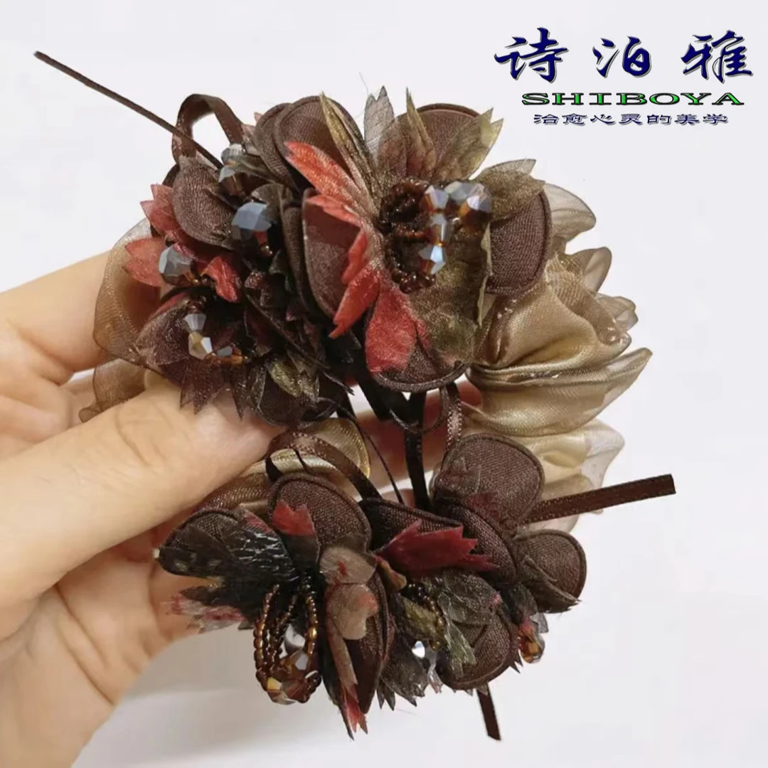 诗泊雅时尚大肠圈头花缎带蝴蝶结大肠发圈大花朵发圈成人头绳头饰