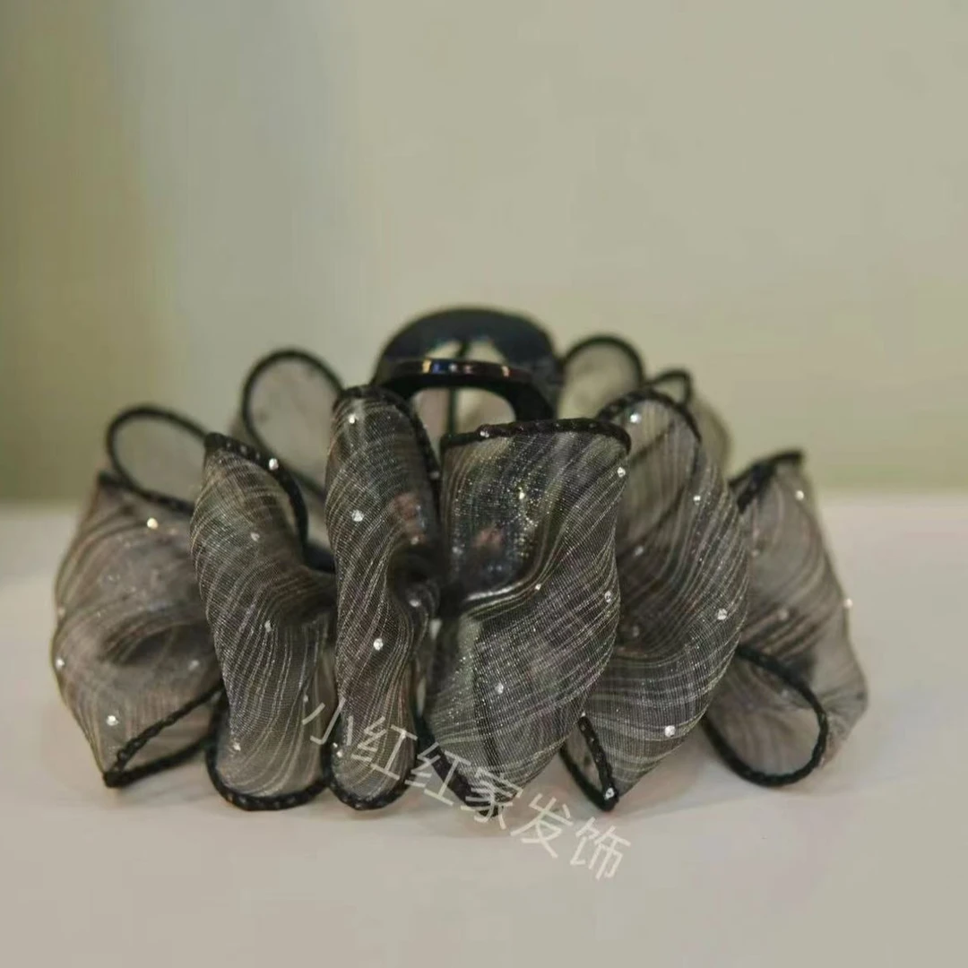 2025新款网纱褶皱盘发抓夹高级感优雅气质时尚温柔甜美发夹