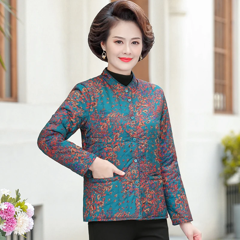 妈妈秋冬棉服短款轻薄保暖中老年人女冬装外套大码棉衣奶奶装棉袄