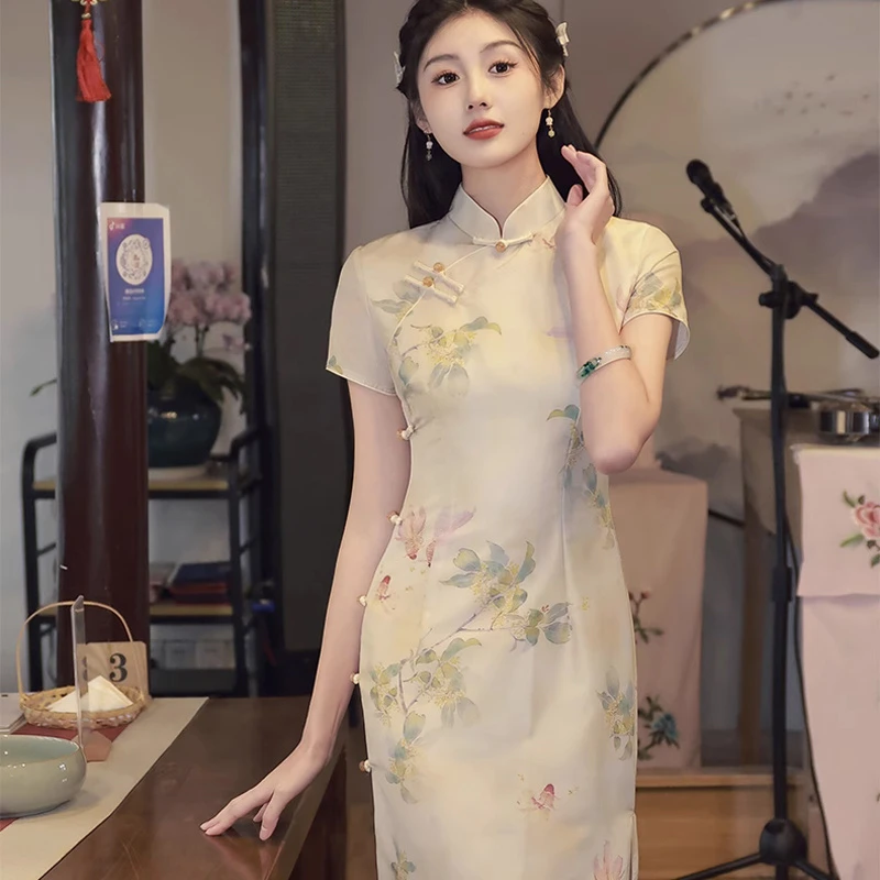 X-鲤鱼跃龙门桂花十里飘香-2024年新款民国少女遮肉显瘦改良旗袍