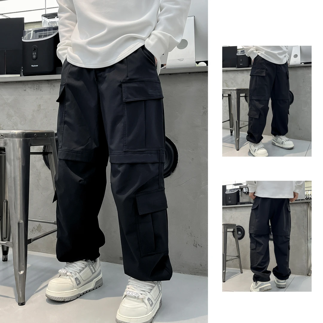 冬季爆款加绒小众多口袋工装休闲裤宽松男女同款复古梭织12119