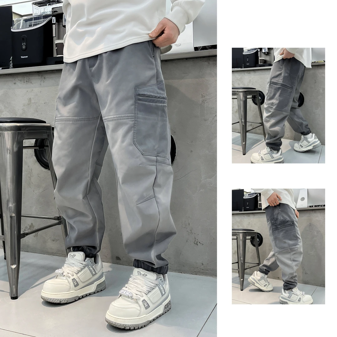 返璞冬季弯刀束脚百搭休闲裤脏脏色水洗做旧韩版工装裤废土12125