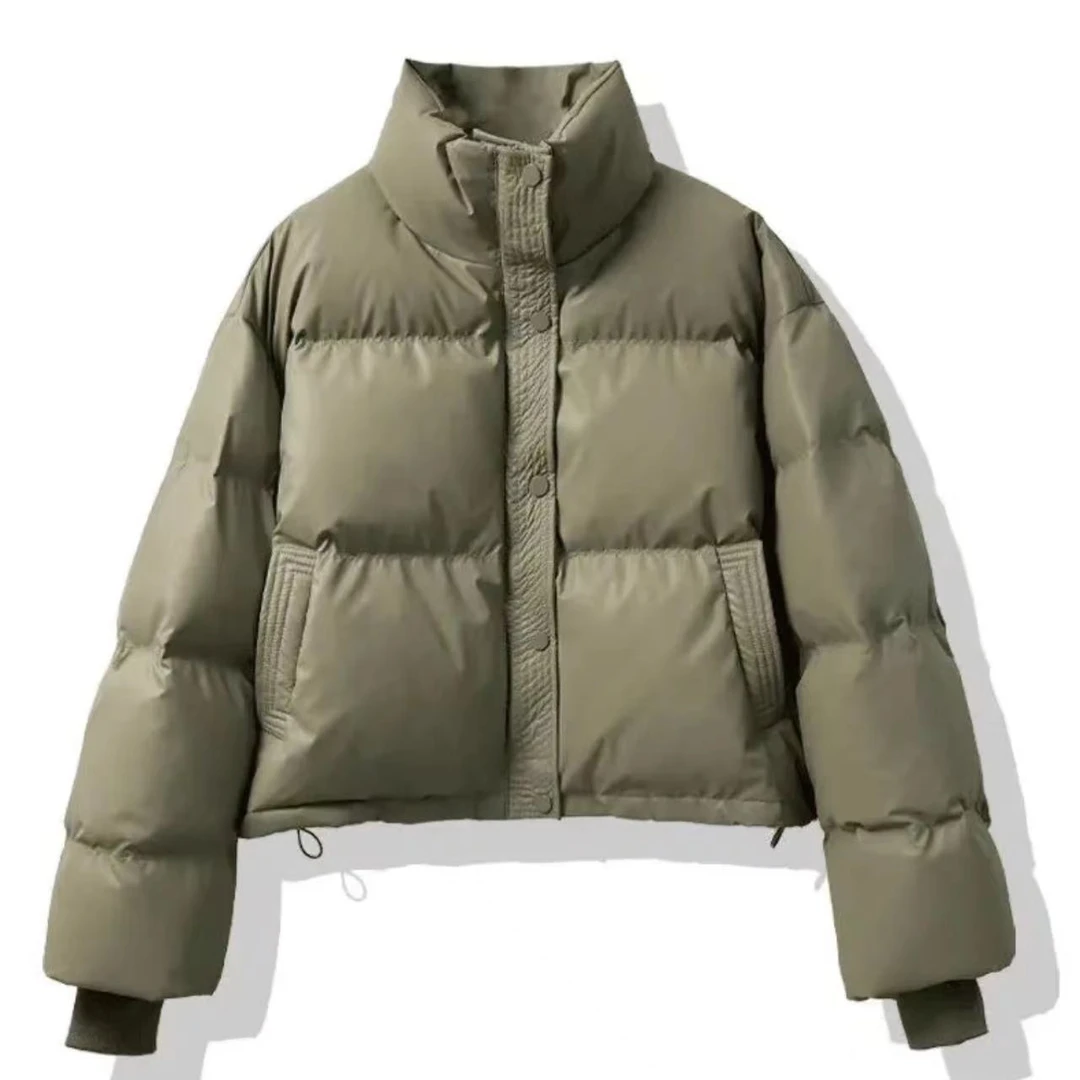 2024年新款免洗PU皮棉服短款时尚情侣宽松加厚保暖立领纯色冬季1