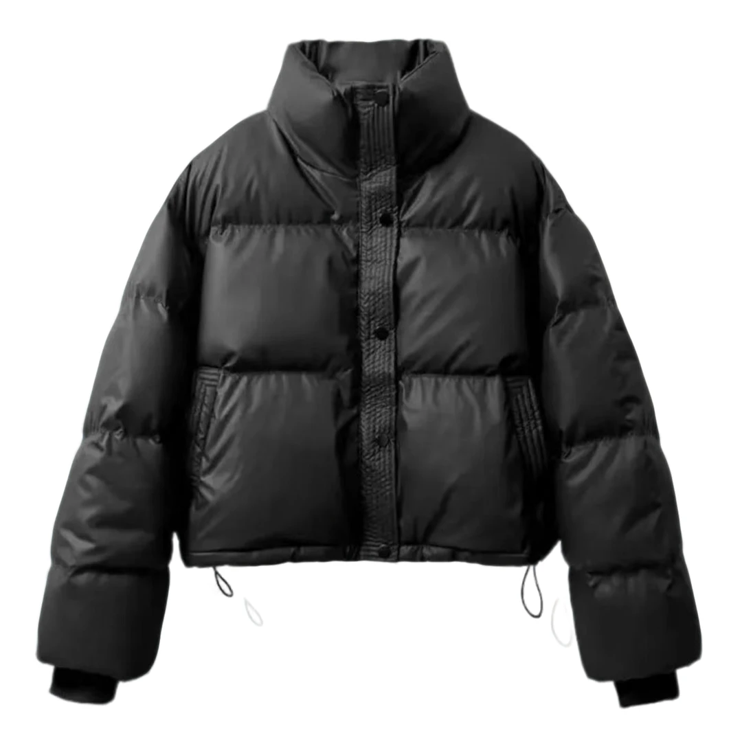 2024冬季新款百搭免洗pu棉服短款休闲宽松加厚保暖时尚潮流纯色