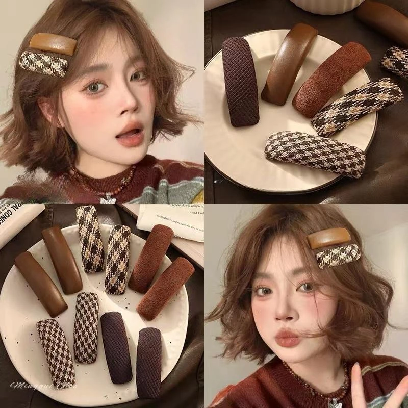 秋冬韩版气质千鸟格发夹女侧边刘海夹子后脑勺碎发bb夹发卡头饰