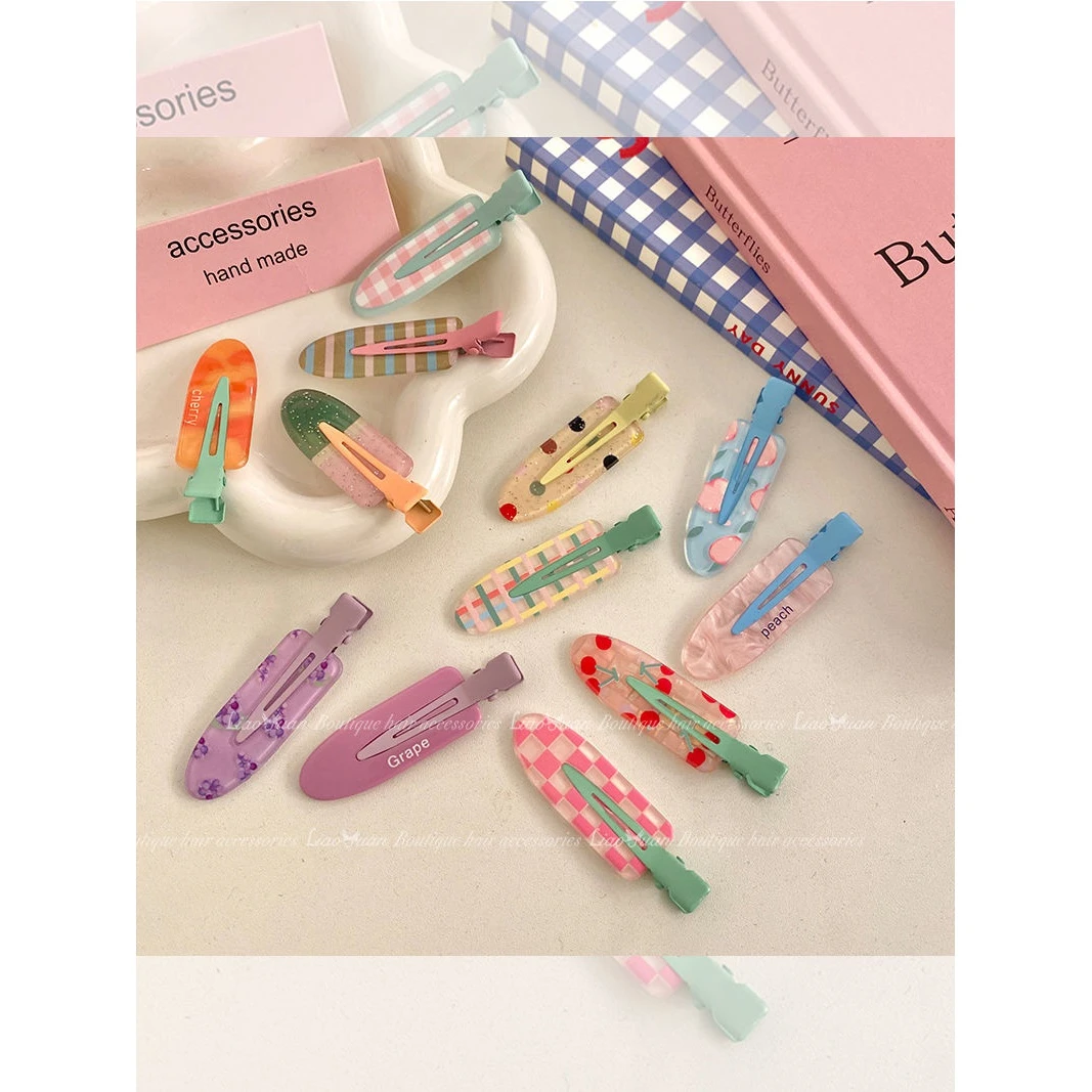 2025发饰新款无痕发夹女糖果色侧边刘海碎发夹鸭嘴夹化妆发卡头饰