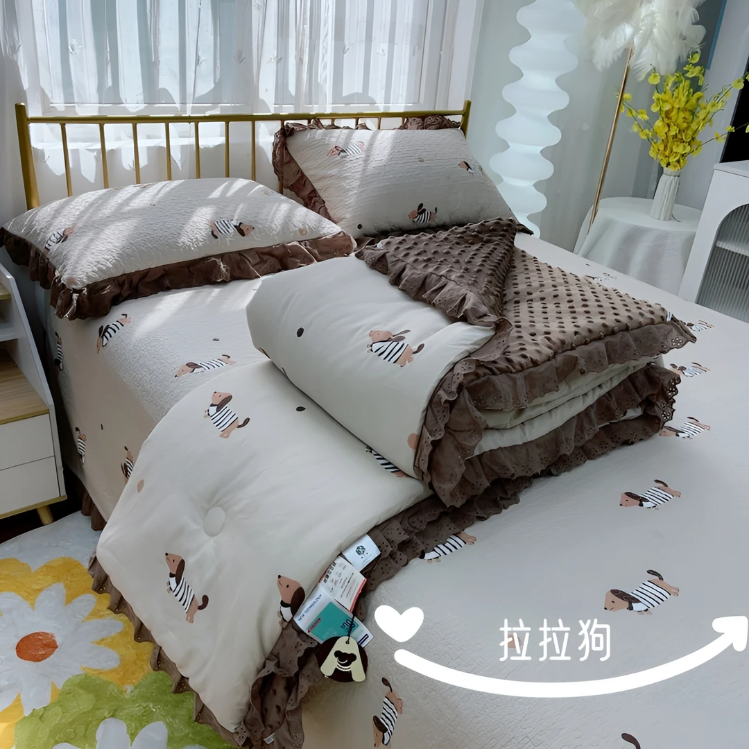 新款全棉豆豆被四件套加厚机洗安抚纯棉冬被200x230春秋被芯床盖
