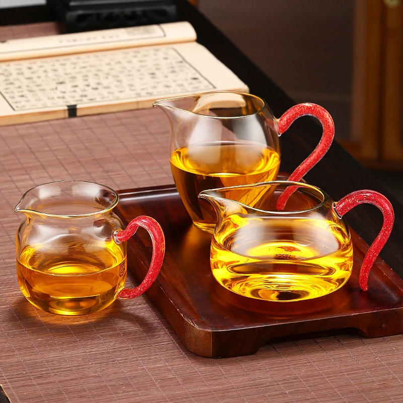 晶焱红金系列玻璃公道杯全手工高硼硅耐热公杯泡茶器茶具分茶器