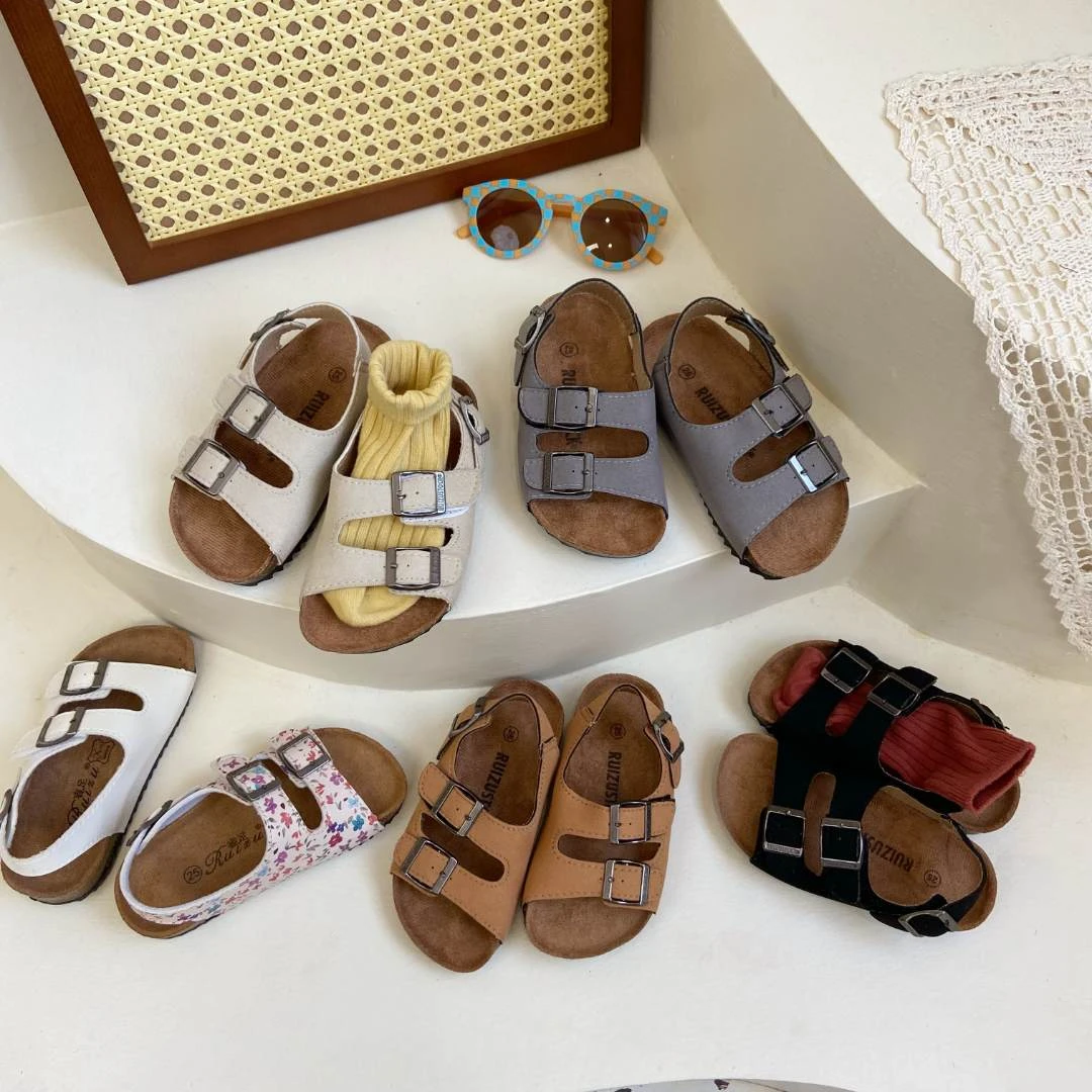 22-39码夏季儿童软底凉鞋时尚百搭博肯凉鞋男女童软底宝宝亲子鞋