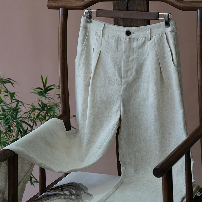 『风禾』新中式亚麻阔腿裤Q1388