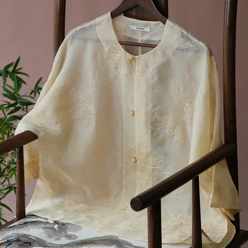 『听雨』新中式桑蚕丝欧根纱外套DGSW0287