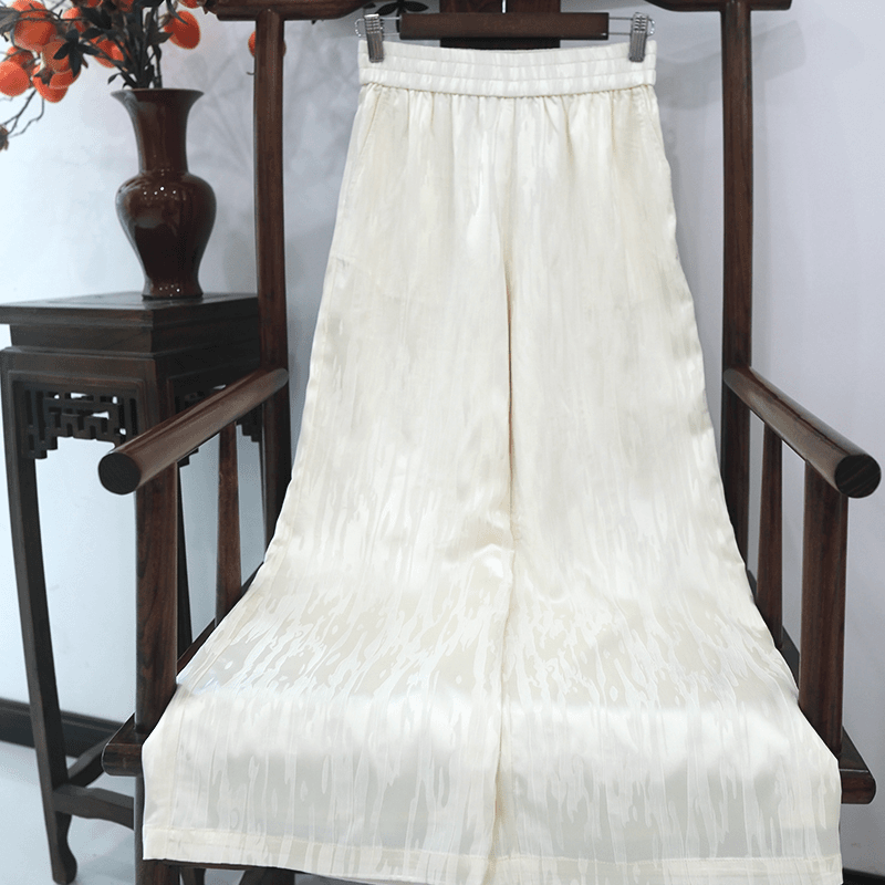 『清涟』新中式醋酸冠乐皱阔腿裤DGSK0554