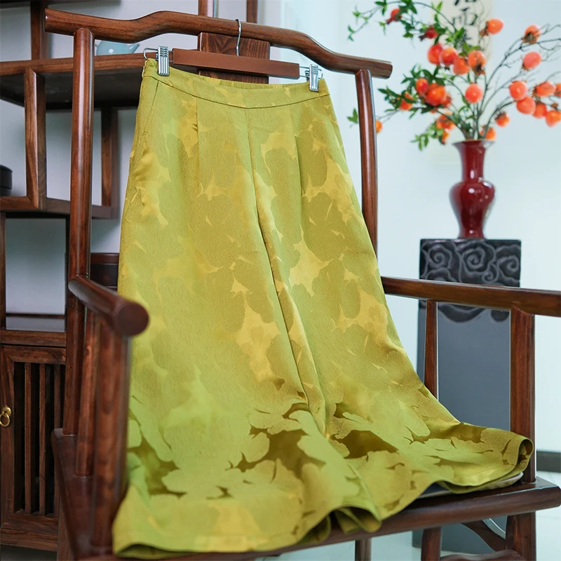 『微雨』新中式桑蚕丝冠乐绉七分阔腿裤DFSK5115