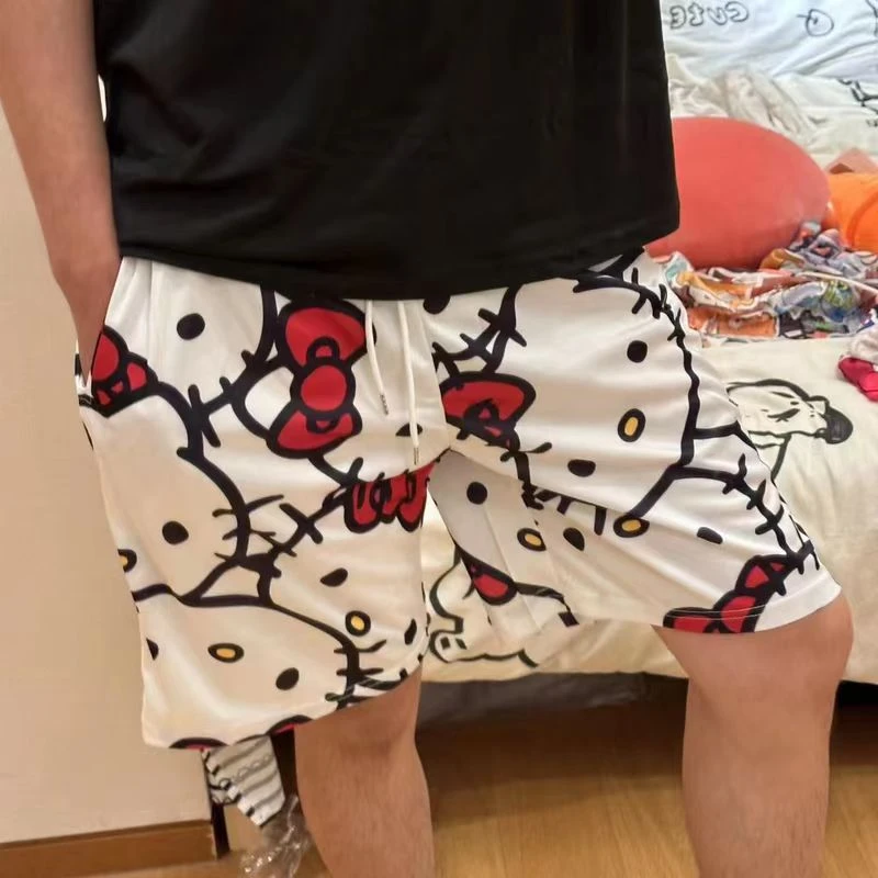 凯蒂猫星之卡比夏季宽松沙滩短裤男百搭潮流情侣休闲透气居家睡裤