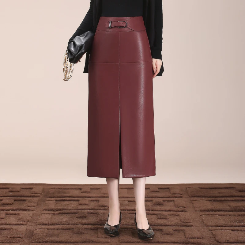 2025秋冬ins新款绵羊皮皮裙半身裙时髦高腰显瘦哑光雾感中长裙