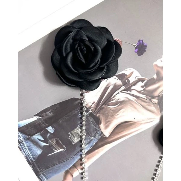 非金属布艺胸针 山茶花套装黑色胸花