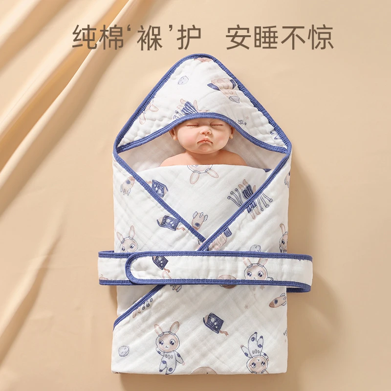 柔蕴新生儿产房纱布抱被春秋棉包被薄款夏季防惊跳婴儿襁褓巾