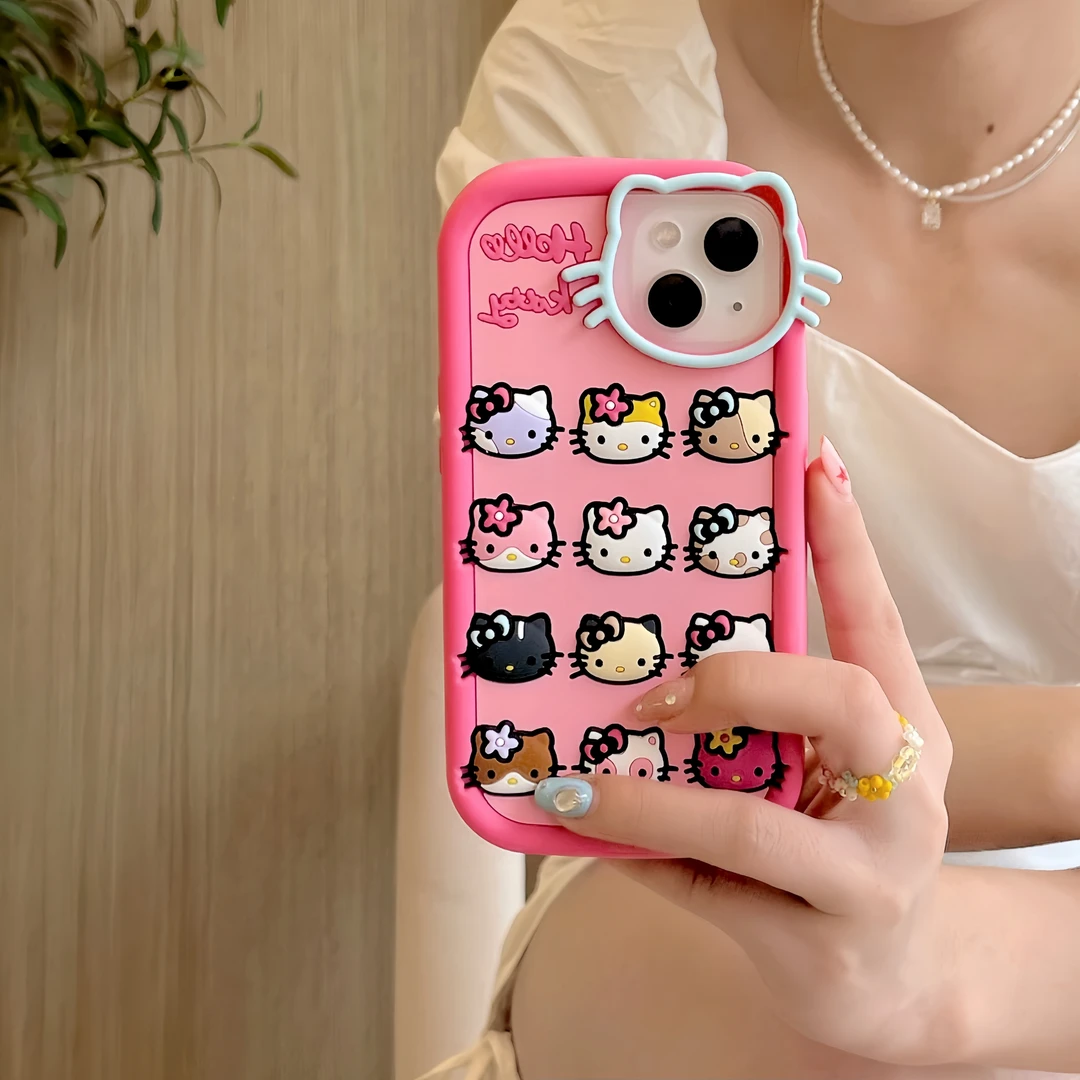 (苹果)卡通hellokitty猫可爱适用iPhone15创意硅胶14promax手机壳