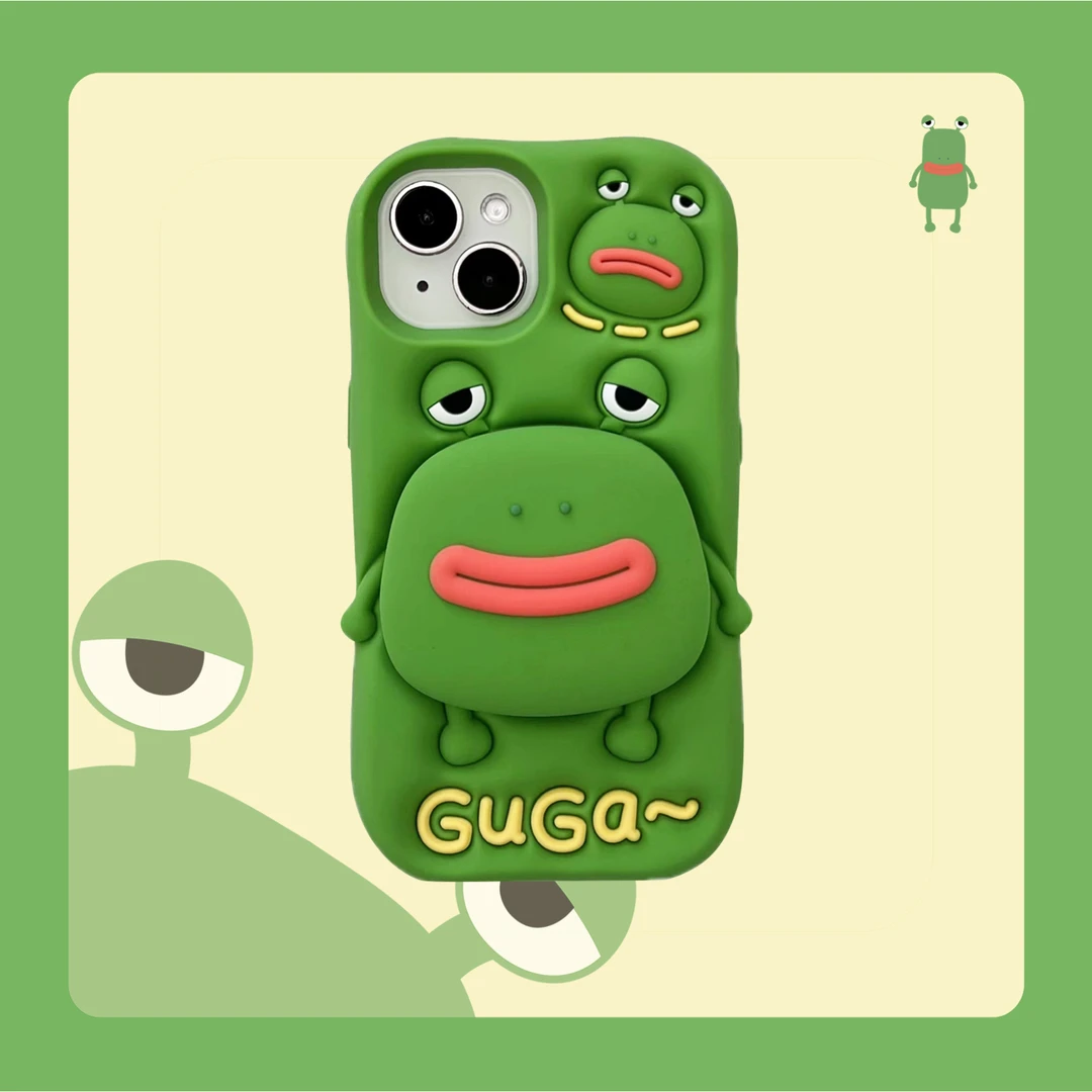 适用苹果华为|香肠嘴青蛙支架卡通iPhone17创意可爱软硅胶手机壳