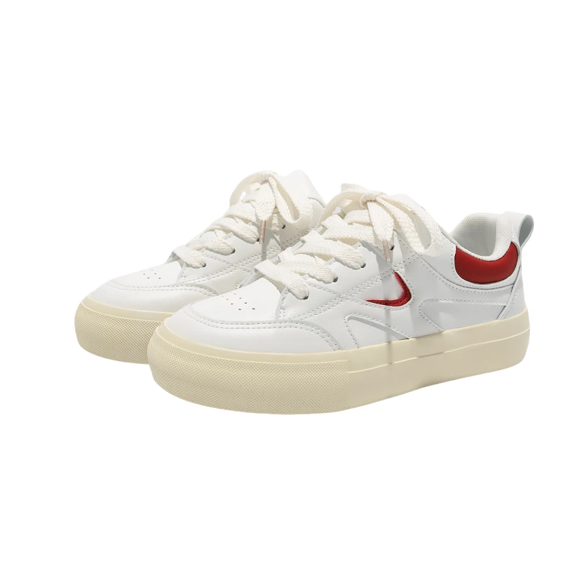 鮀品厚底板鞋女2024春季新款韩版百搭ins小众圆头低帮休闲运动鞋