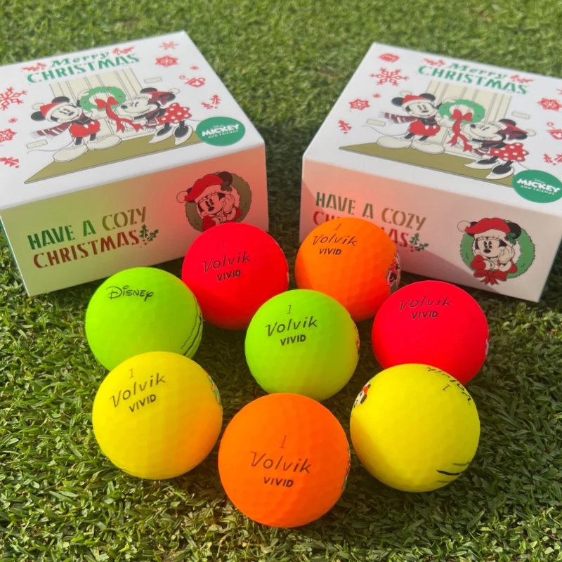 Volvik沃维克高尔夫球VIVID哑光三层4球迪士尼圣诞礼盒送礼