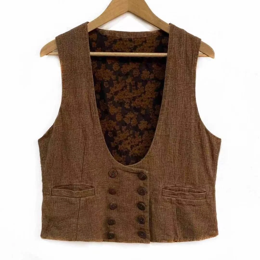 左岸迷香 马甲 22FW6008 原创设计 休闲   棉短马甲   秋冬马甲