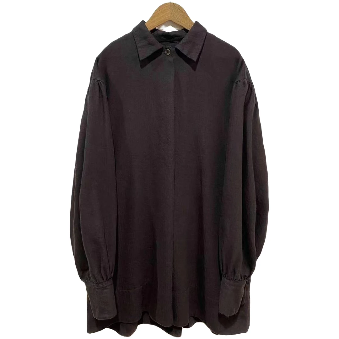 左岸迷香 连衣裙 22FW5001 原创设计 麻毛混纺纯色连衣裙 休闲款