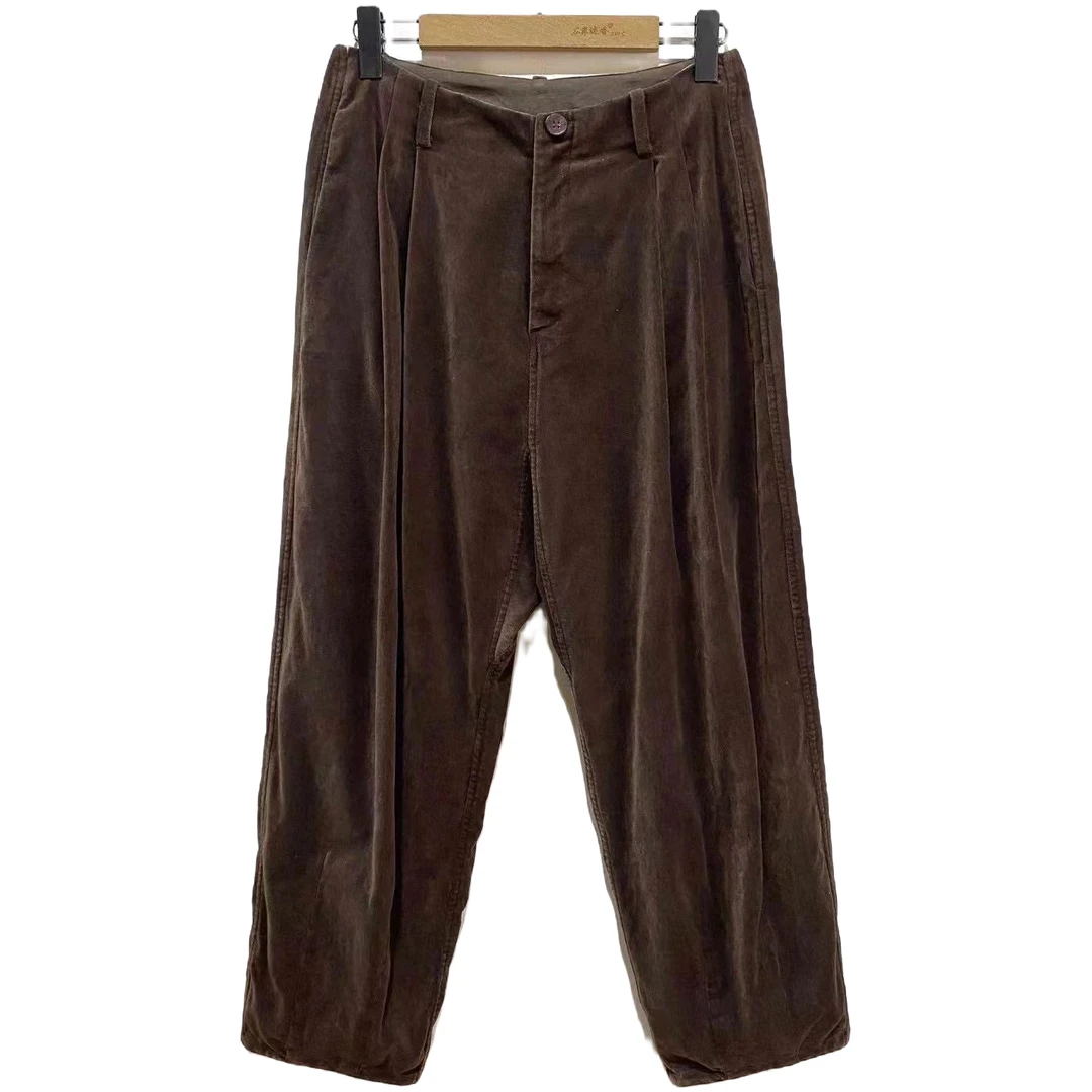 左岸迷香 裤子 22FW3017 原创设计 棉混纺纯色丝绒裤 舒适休闲裤