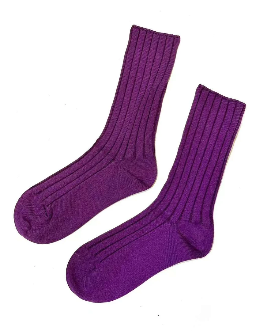 左岸迷香秋冬上新日系针织袜子insZ23FW7155纯色百搭