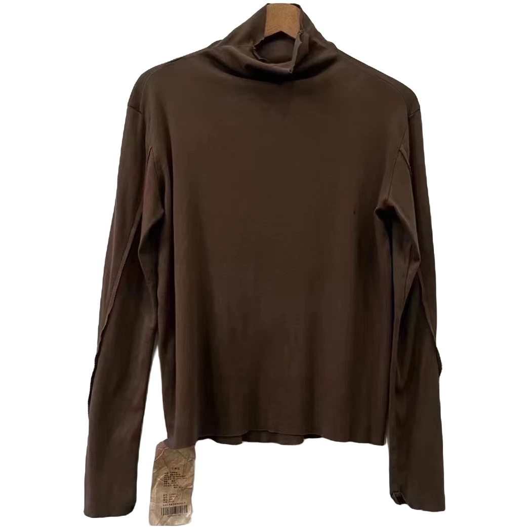 左岸迷香 T恤 22FW4023 原创设计 棉混纺半高领纯色长袖T恤