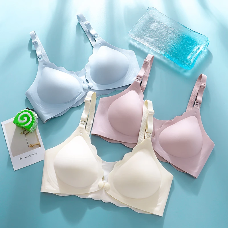 哺乳内衣防下垂聚拢无痕产后喂奶上前开扣孕妇孕期专用文胸罩薄款