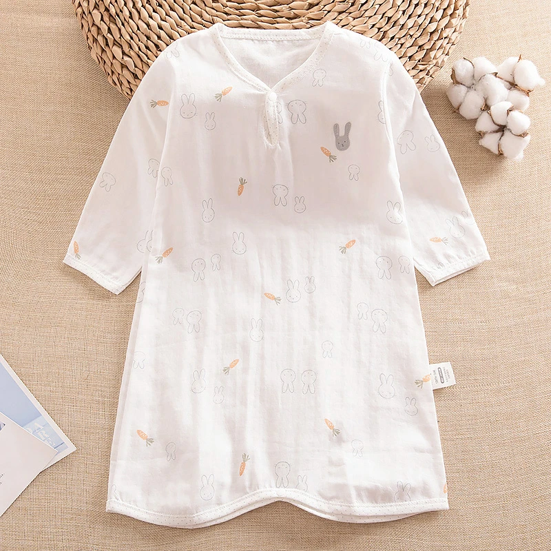 夏季婴儿纯棉纱布睡袍夏天宝宝纯棉睡衣睡裙儿童睡衣幼儿睡袍衣服