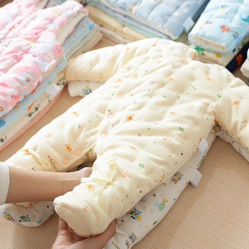 潮流新款包脚连体衣婴儿秋冬婴儿连体衣初生宝宝加厚包脚哈衣新生