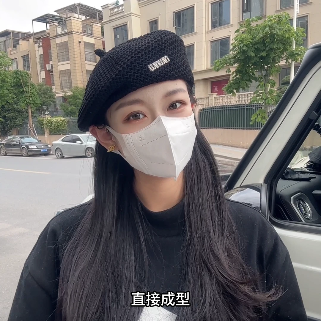 印仑晴子Studio~夏天透气重工名媛风定型贝雷帽显脸小画家帽大头