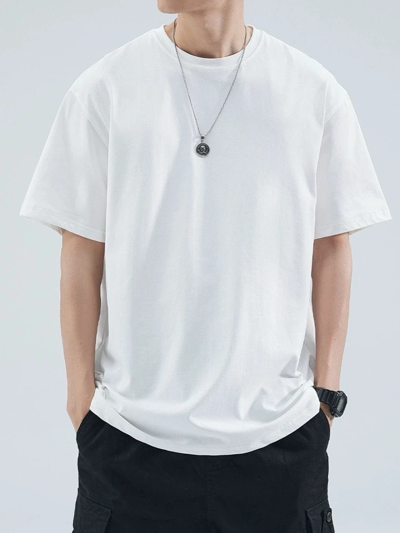 230克重磅白色夏季圆领透气短袖T恤纯色乌鲁木齐发货男装薄款