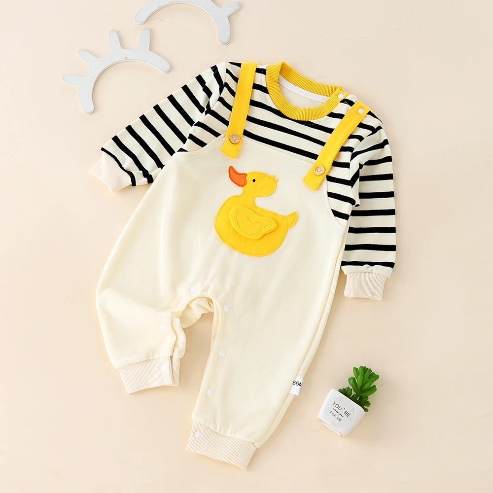 婴幼儿萌趣可爱卡通小鸭春秋连体
