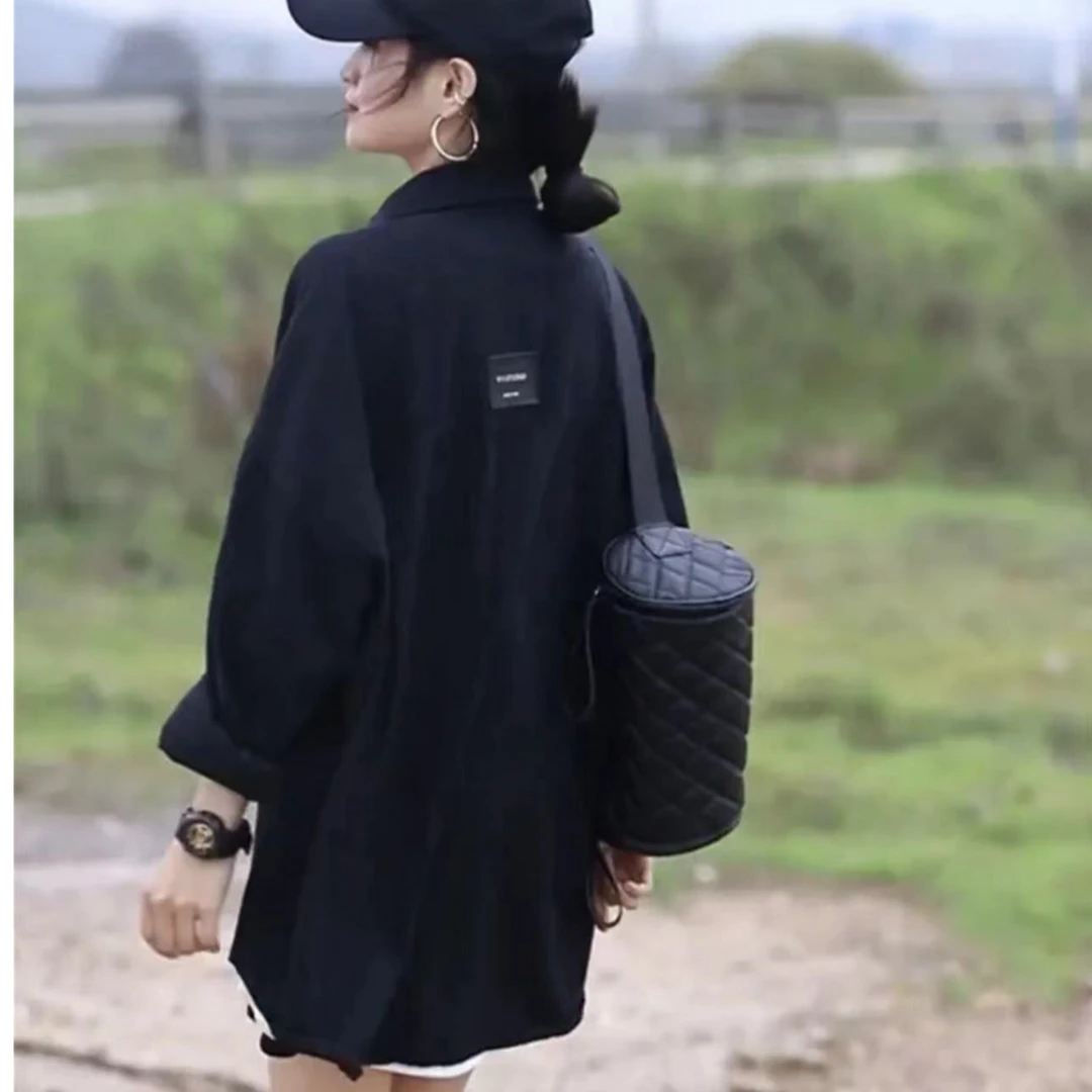 加大300斤可穿 秋季设计感百搭衬衫外套背后小标洗水宽松休闲外套