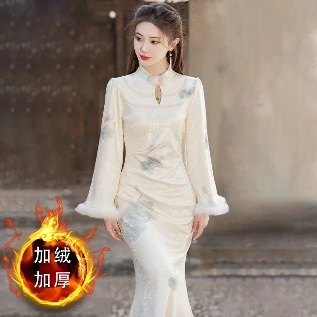 2025年新款新中式倒大袖高端修身日常改良旗袍连衣裙