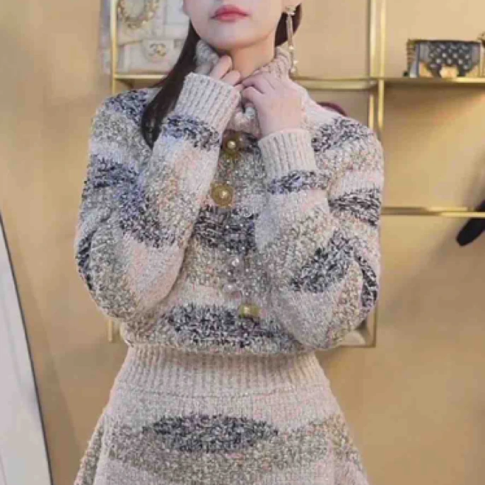 95新 Chanel/香奈儿 回收18年Chanel森林粉紫细闪斗篷连衣裙fr34