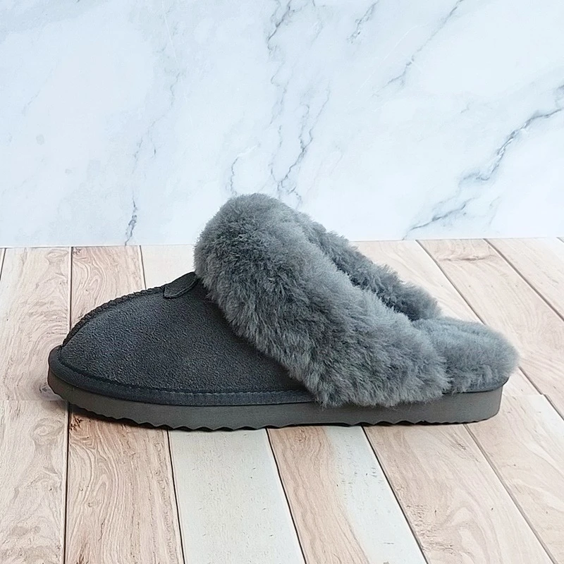 冬季羊皮毛一体包头拖鞋男女真皮防滑居家毛毛大码羊毛外穿棉拖鞋