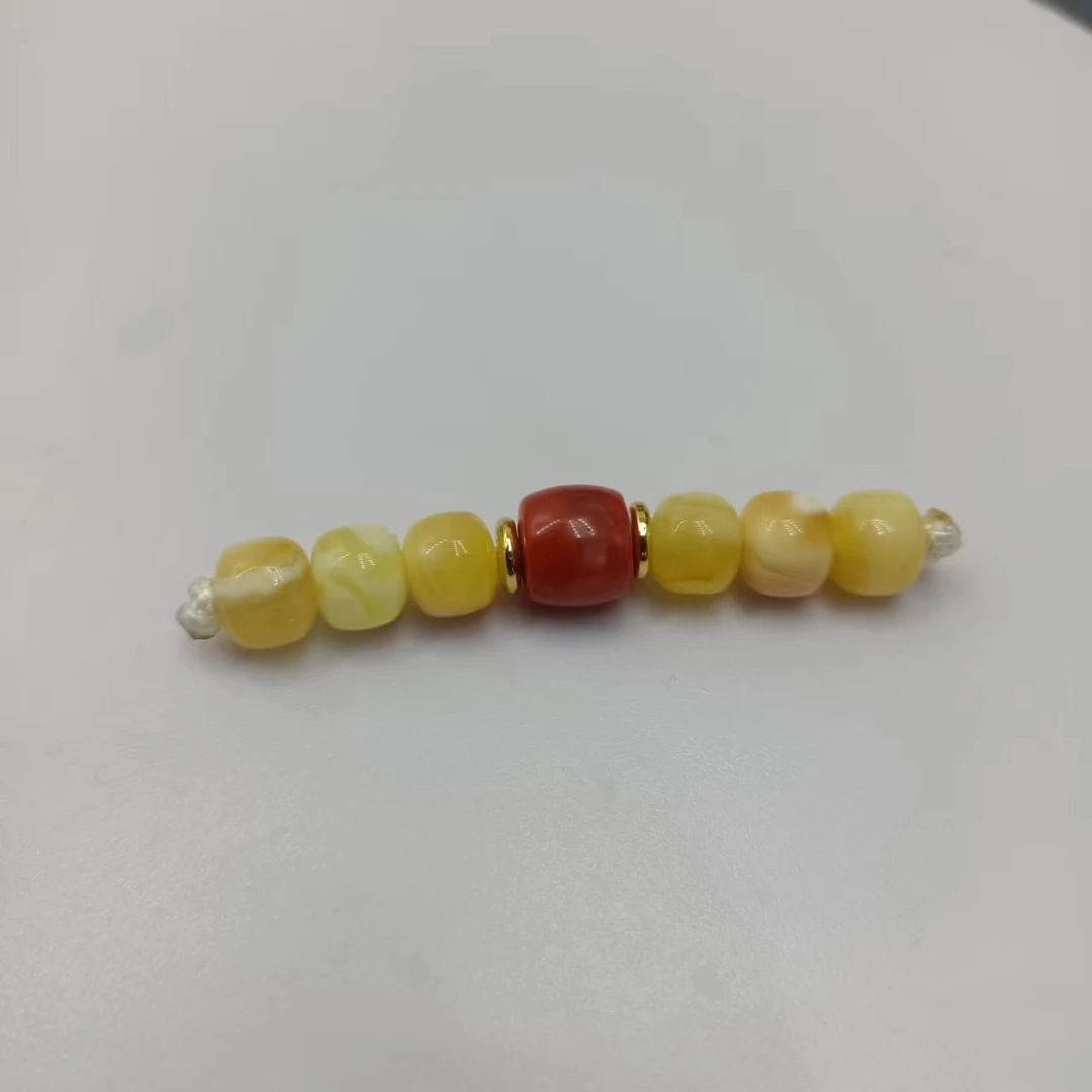 琥珀蜜蜡配饰白花微瑕6/7老型