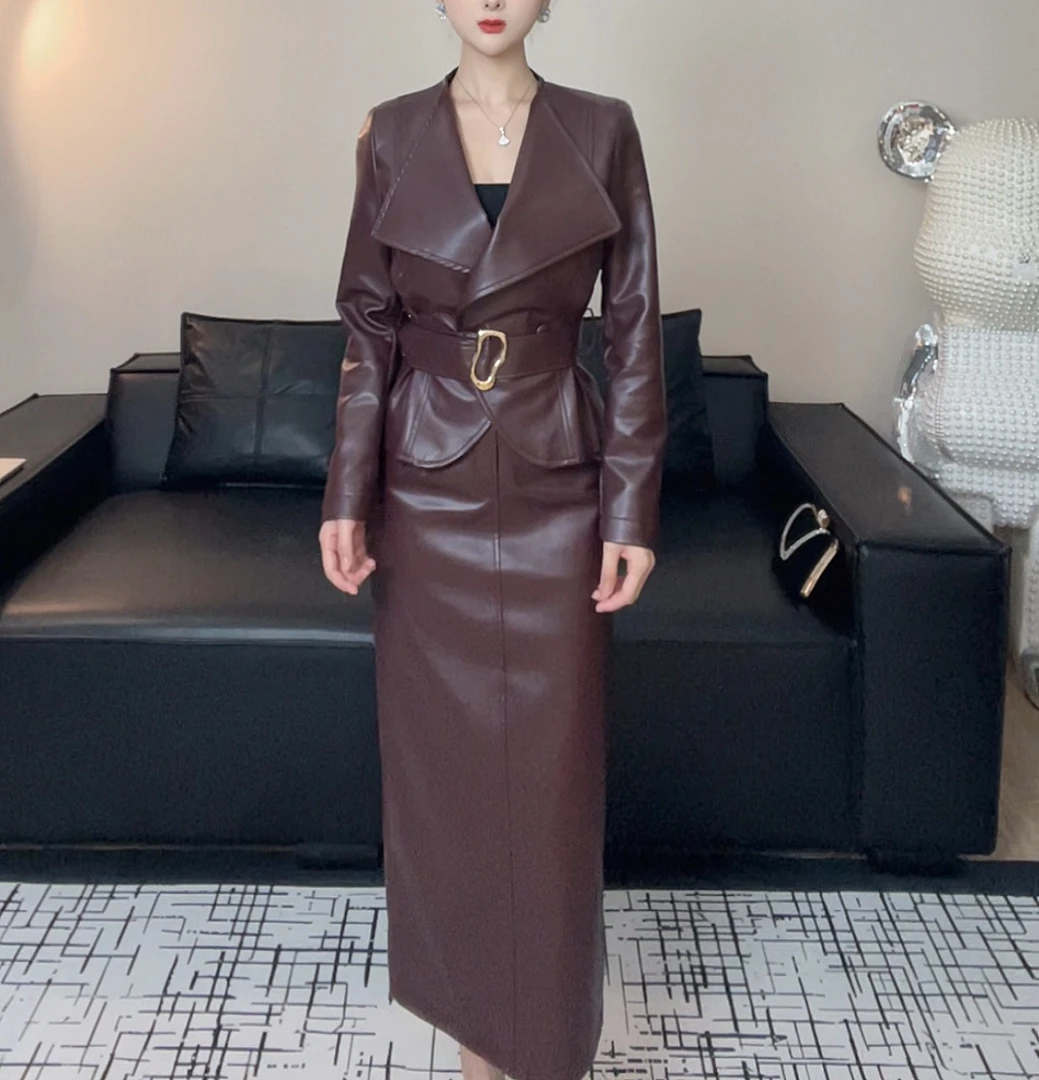 高端气质秋季时尚套装女洋气收腰显瘦短款外套+高压半身裙两件套