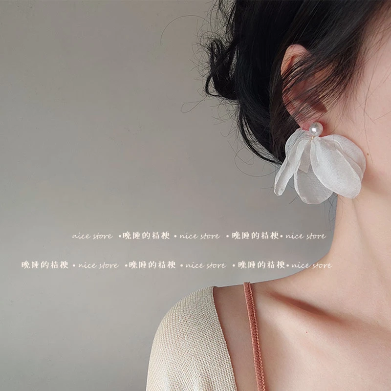 合金耳饰 晚睡的桔梗｜小众高级感耳环925银针耳钉轻奢饰品女