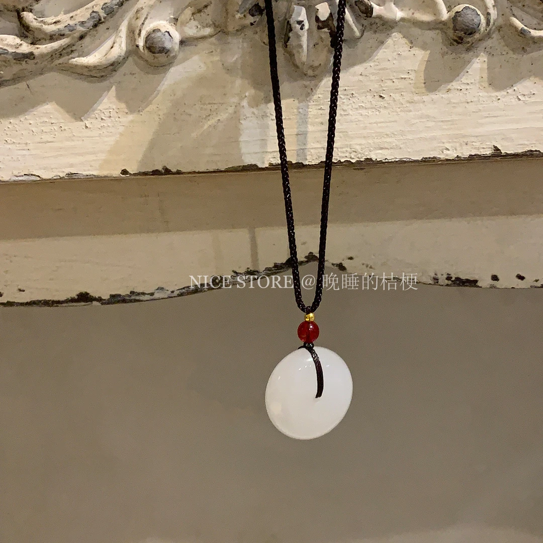 合金项链 晚睡的桔梗「玉恋」中古平安扣女款编织挂绳吊坠项链女