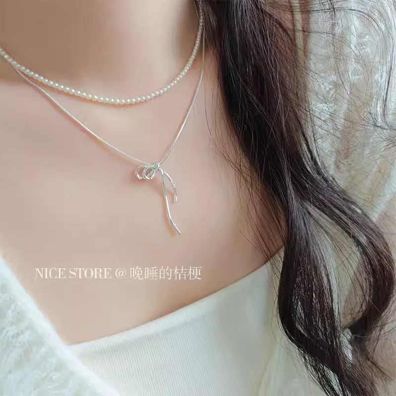 合金项链合金项链晚睡的桔梗｜博主女生同款简约百搭蝴蝶结项链