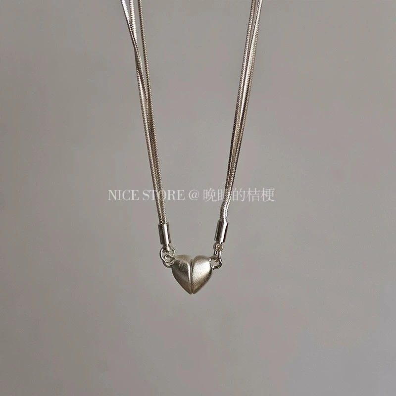 合金项链 晚睡的桔梗｜小众设计爱心蛇骨链吊坠轻奢高级感时尚饰品